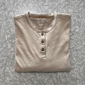 G.H. Bass & Co. Long Sleeve Henley Shirt, Cream/oatmeal, XL